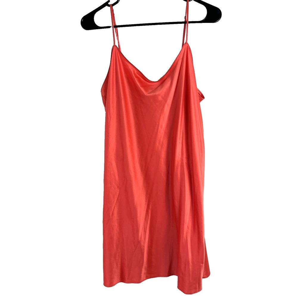 Natori Silky Slip Dress Chemise Size XL Intimate Peach Coral Imperfect See Pics